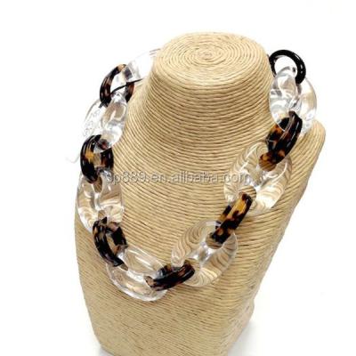 China Newest Acrylic Long Tortoise Tortoise Link Chain Shenzhen Lucite Cellulose Acrylic Necklace for sale