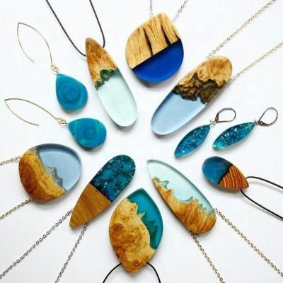 China Fashion factory wholesale resin wooden pendant miniature landscapes necklace women jewelry accessories exude chains colorful unique charm for sale