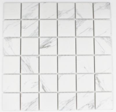 China Jazz White Ceramic Mosaic White Matte Inkjet Clara White Bathroom Anti-slip Parquet Floor Tiles for sale