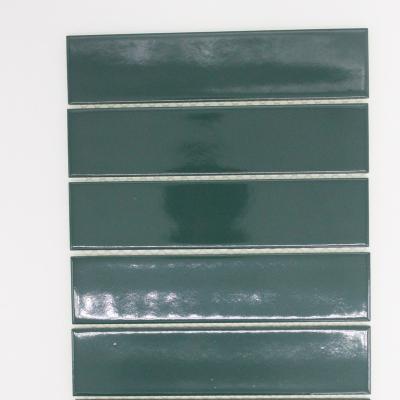 China Rectangular Green Parquet 45X195mm Wall Slab Pool Slab Glazed Mosaic for sale