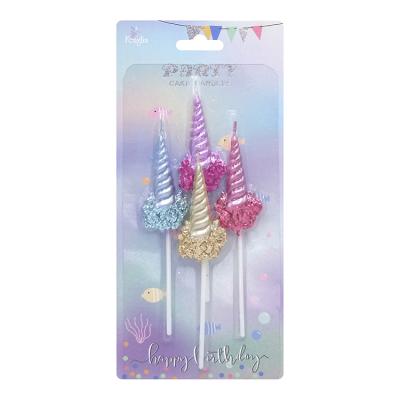 China Handmade Extra Personalized Happy Birthday Candles Cake or Romantic Customize Mermaid Pentagon Shell Candles Fun Party Candles for sale