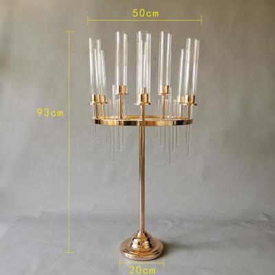 China Wedding event party wedding decoration candle holders table centerpieces gold iron plating LED floor lamp wedding stage decoration onsite supplies for sale