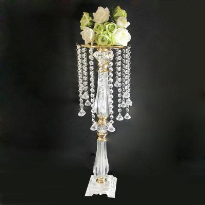 China Eco-friendly Wedding Stand Crystal Table Centerpiece Vase Stand Acrylic Crystal Candlestick Flower Ball Wedding Decoration for sale