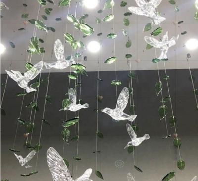 China European Newdesign Acrylic Birds Transparent Hanging Ceiling Weddings Christmas Pendant Decorations for sale