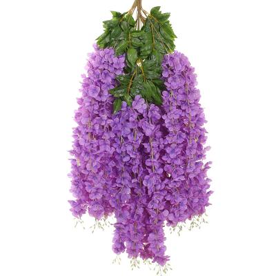 China decorative flowers & Garlands Plant Wedding Centerpieces Decoration Wisteria Silk Flowers Hanging Ranunculus Vine Flores Wisteria Artificial Flower for sale