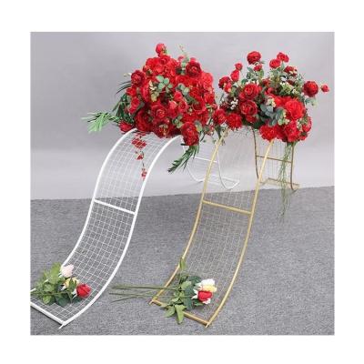 China European Wholesale Banquet Walkway Flower Stand Decoration Flower Stand Wedding Props Wave Iron Artificial Flower Stand Pedestal for sale