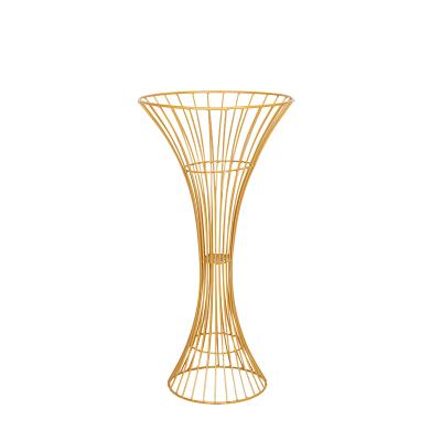 China European Gold Metal Road Lead Wedding Centerpiece Decoration Metal Flower Stand For Wedding Stage Decoration Flower Stands for sale