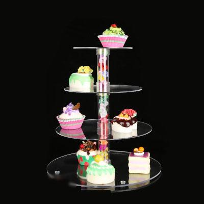 China Acrylic Plexiglass 3-TierTransparent Removable Acrylic Cake Display Stand Around Cupcake Stand Bakeware Wedding Birthday Party Decoration for sale