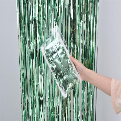 China Durable 1M X3M/4M Curtains Beam Laser Tinsel Fringe Foil Curtain Birthday Gold Glitter Rain Curtain Wedding Decoration for sale