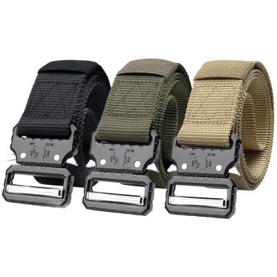 China Durable Glasses Snake Outdoor Training Belt Men's Quick Release Alloy Buckle Tactical Canvas Belt for sale