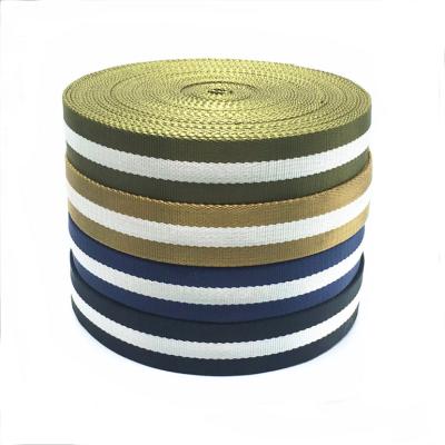 China Polyester Elastic Nylon Webbing Stripe Belt Nylon Luggage Strap for sale