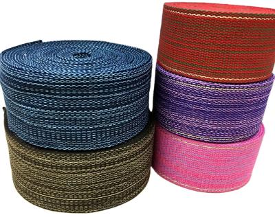 China Polyester Cotton Webbing Elastic Lurex Webbing Colored Strap For Slippers 6cm-7cm Canvas Polyester for sale