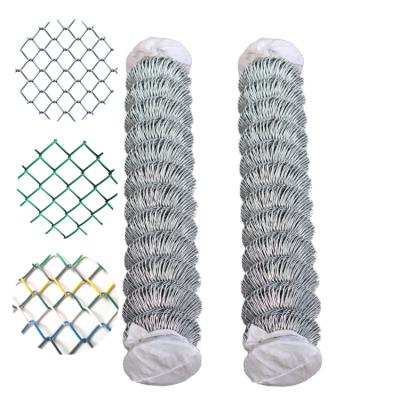 China 9 Easily Assembled 10 Gauge PVC Coated Chain Link Iron Wire Mesh Farm Property Fence 6ft 7ft 8ft Galvanized Diamond Mesh Wire Fencing for sale