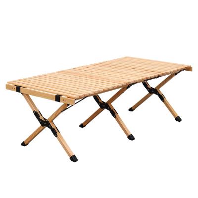 China Simple folding pine egg roll table holiday camping home barbecue contemporary solid portable cabin table simple picnic table for sale