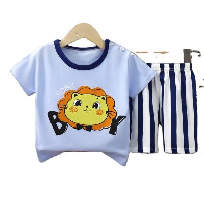 China Wholesale Breathable Pure Baby T-shirt Baby Boys and Girls Cotton Short Sleeve Suit Baby Two Sets Summer Clothes Children's Clothing for sale