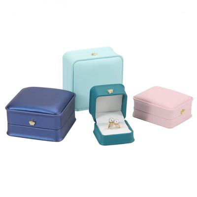 China Eco-friendly Jewelry Ring Earring  Box Hot Sell Pu Leather Custom Logo Jewelry Packaging Box Ring Box For Wedding for sale