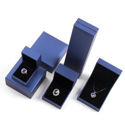 China Eco-friendly Jewelry Ring Earring  Box Wholesale Custom High Quality Paper Navy Blue Jewelry Box Bracelet Ring Necklace Set Jewelry Gift Box for sale