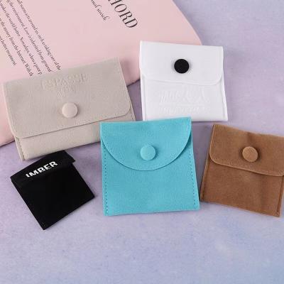 China Jewelry Package Custom Printed Jewelry Velvet Bag Envelope Jewelry Pouch And Packaging Gift Bag With Button for sale