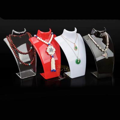 China Jewelry Disply Wholesale Eco-Friend Fashion 3 Colors Acrylic Jewelry Necklace Pendant Display Bust Stand for sale