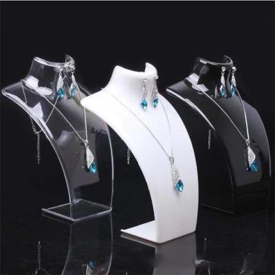 China Jewelry Disply Jewelry Display Bust Black White Clear Acrylic Jewelry Mannequin Necklace Holder Earring Jewelry Display Stand for sale