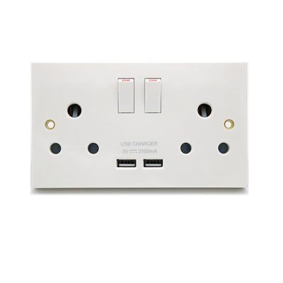 China Safty A Range--16A 2 Band Switched Round Plug Pin South Africa Standard With 2 USB Port for sale