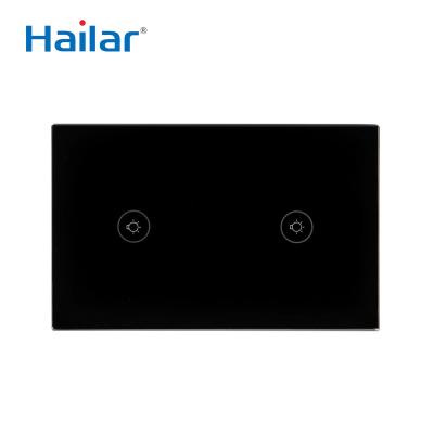 China Wifi app control Hailar black wifi switch 2 strip touch button smart button switch US standard for sale