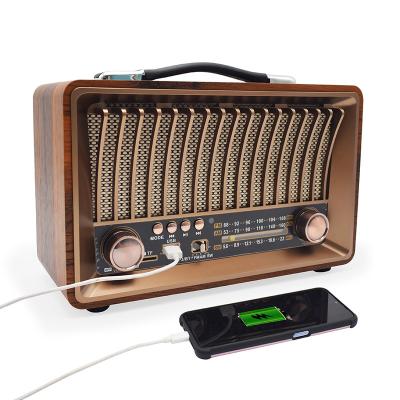 China High Sensitivity Stereo Sound AM FM Radio Wireless Wooden Switch 2021 Newest Retro Radio Remote Multiband Wooden Radio for sale