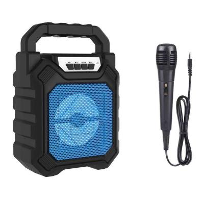 China Hot Sale Wireless Plug Factory BT Portable Karaoke DJ Colorful Lights Speaker With TF Card USB FM Sub AUX. Woof amplified for sale