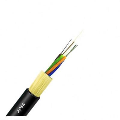 China Aerial Cable Cheapest ADSS 6 - 24 Cores Fiber Optic Fiber Cable With Span 50-100m UV / HDPE Black Jacket à venda