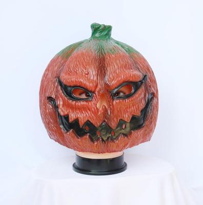 China Festival Celebration ISO9001 Qualified Novelty Halloween Jackolantern Pumpkin Face Costume Deluxe Party Props Nature Latex Pumpkin Head Mask for sale