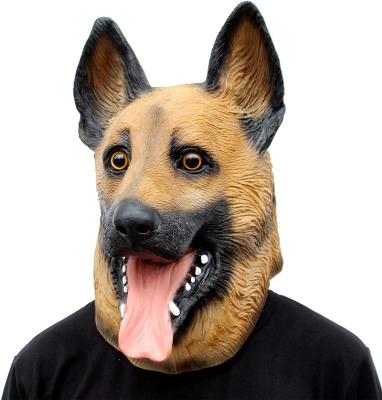 China Festival Celebration German Shepherd Dog Head Mask Halloween Party Dog Costume Masks Super Bowl Underdog Costume Latex Animal Head Mask for sale