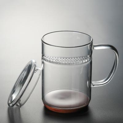 China 450ml 12oz Borosilicate Glass Infuser Viable Glass Tea Cups Tumbler Mug With Strainer for sale