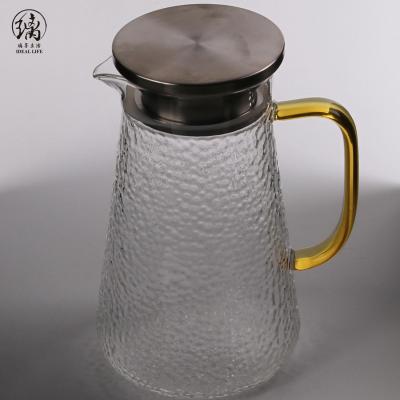 China Viable Special Design Customized High Quality Clean Round Glass Water Jug With Handle Set for sale