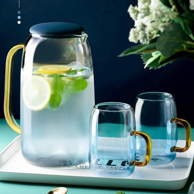 China CE Sustainable Tea - Shopping Pitcher Borosilicate Glass Jug With Handle For Water for sale