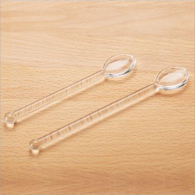 China Small Beautiful Disposable Borosilicate Honey Clear Coffee Glass Tea Spoon Glass Tea Spoon for sale