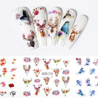 China Halloween Paper Nail Art Stickers Water Transfer Stickers Mixed Styles Nail Decals Flower Fruit Ghost Skull Bats Nail Art Decals for sale