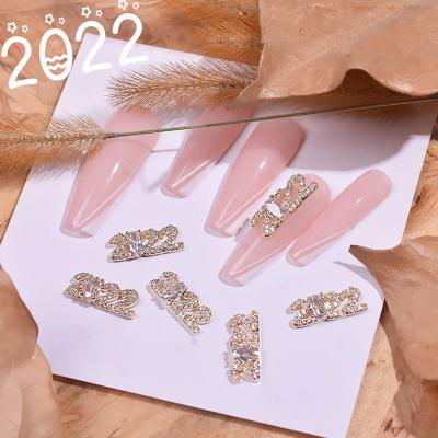 China Zircon Numer 2022 Nail Charms New Hot Selling Luxury Jewelry 3D Zircon Word Message 2022 Nail Charms Crystals Diamonds Rhinestones For DIY Crafts Nail for sale