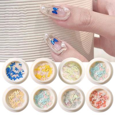 China Spring Butterfly Slice Plastic Colorful Wood Paste Chips Nail Flakes For Nail Face Body DIY Decoration Crafting for sale