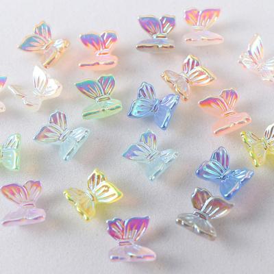 China Colorful Cute Nail Art Decorations Aurora Glitter Nail Art DIY 3D Butterfly Resin Charm Ornaments For Nail Art Design Manicure Accessory for sale