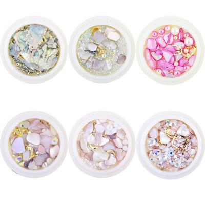 China Shell Nail Art Natural Abalone Mermaid Hot Iridescent Rhinestones Pearl ab DIY Nail Art DIY Gold Color Hollow Rivets Studs Nail Manicure for sale