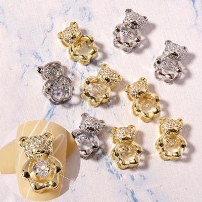 China DIY Nail Art Bear Nail Art Zircon 3D Bear Nail Decoration with Rotating Bear Shaped Nail Art Acces Alloy Crystal Rhinestone Shiny 3D Round for sale