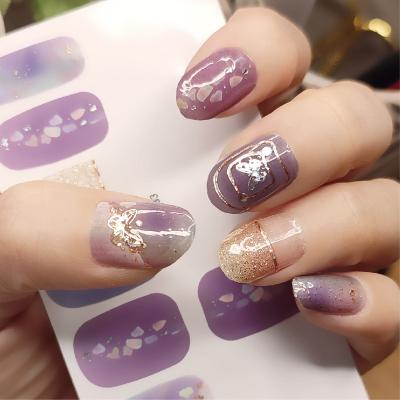 China Nail Art DIY 3D Butterfly Nail Wraps Stickers Metal Gold Butterfly Nail Polish Stickers Full Strips Gradient Glitter Butterfly Design Nail for sale