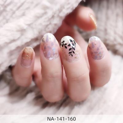 China Nail Art DIY Full Gradient Nail Stickers Colorful Flower Leaf Vine Printed Full Wrap Nail Stickers Glitter Self Adhesive Nail Art Decal Strip for sale