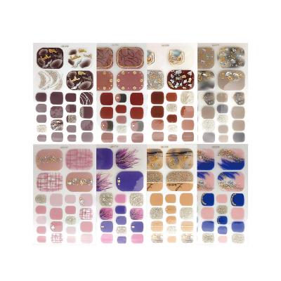 China DIY 16Pcs Toe Nail Stickers Self Adhesive Nail Art Wraps Polish Stickers Foot Nail Wraps DIY Gold Silver Glitter Diamonds Flower Toe Nails for sale