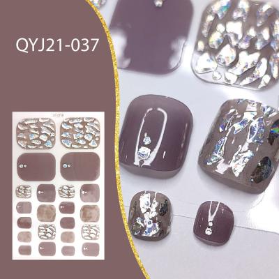 China Nail Art DIY Toenail Polish Strips Wraps Toe Nail Stickers Glass Crystal Gold Silver Glitter 3D Rhinestone Full Diamonds Nails Decals for sale