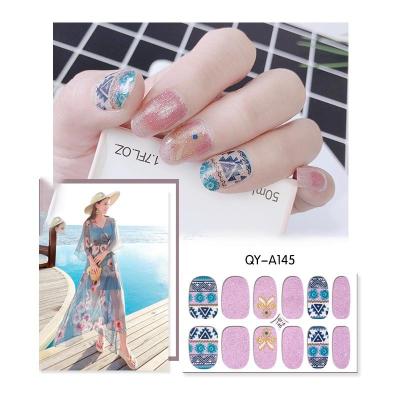 China Classic Full Wrap Nail Art DIY Geometric Design Strips Nail Stickers Bohemian Elegant Styles Heart Star Moon Moon Star Nail Polish for sale