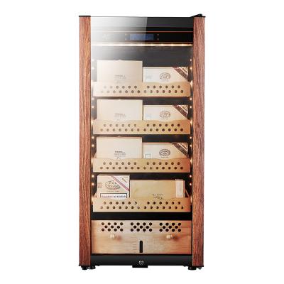 China Chinese Wooden Door Tempered Glass Door Suppliers Electric Refrigerated Cigar Humidor Cooler for sale