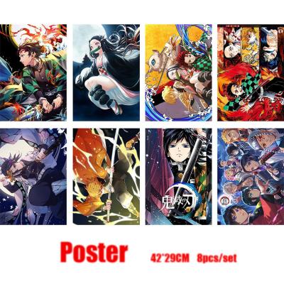 China Hot Sale 8pcs/Set Eco-friend Demon Slayer Genshin Perform My Hero Academia Haikyuu Hd Decorative Paper Printing Anime Poster Set for sale