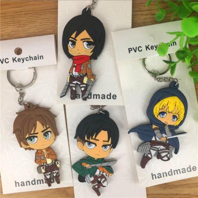 China Environmentally Friendly Cartoon Props Character Attack On Titan Eren Figure Anime Soft Rubber PVC Key Chain for sale