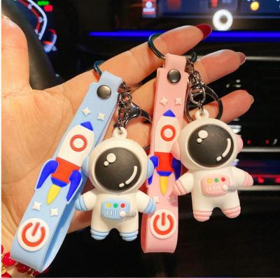 China Environmentally Friendly Cute Astronaut Couples Cartoon Figure PVC Pendant Key Chain Bag for sale